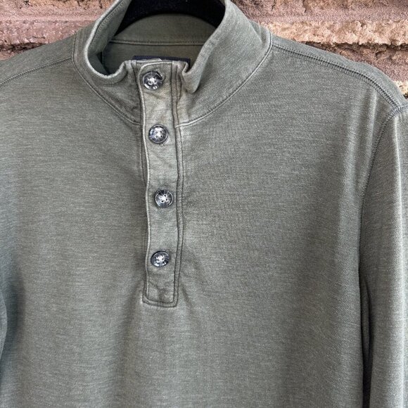 Banana Republic Green Button 1/4 Zip Henley Polo Sweater Size Medium - Picture 8 of 9